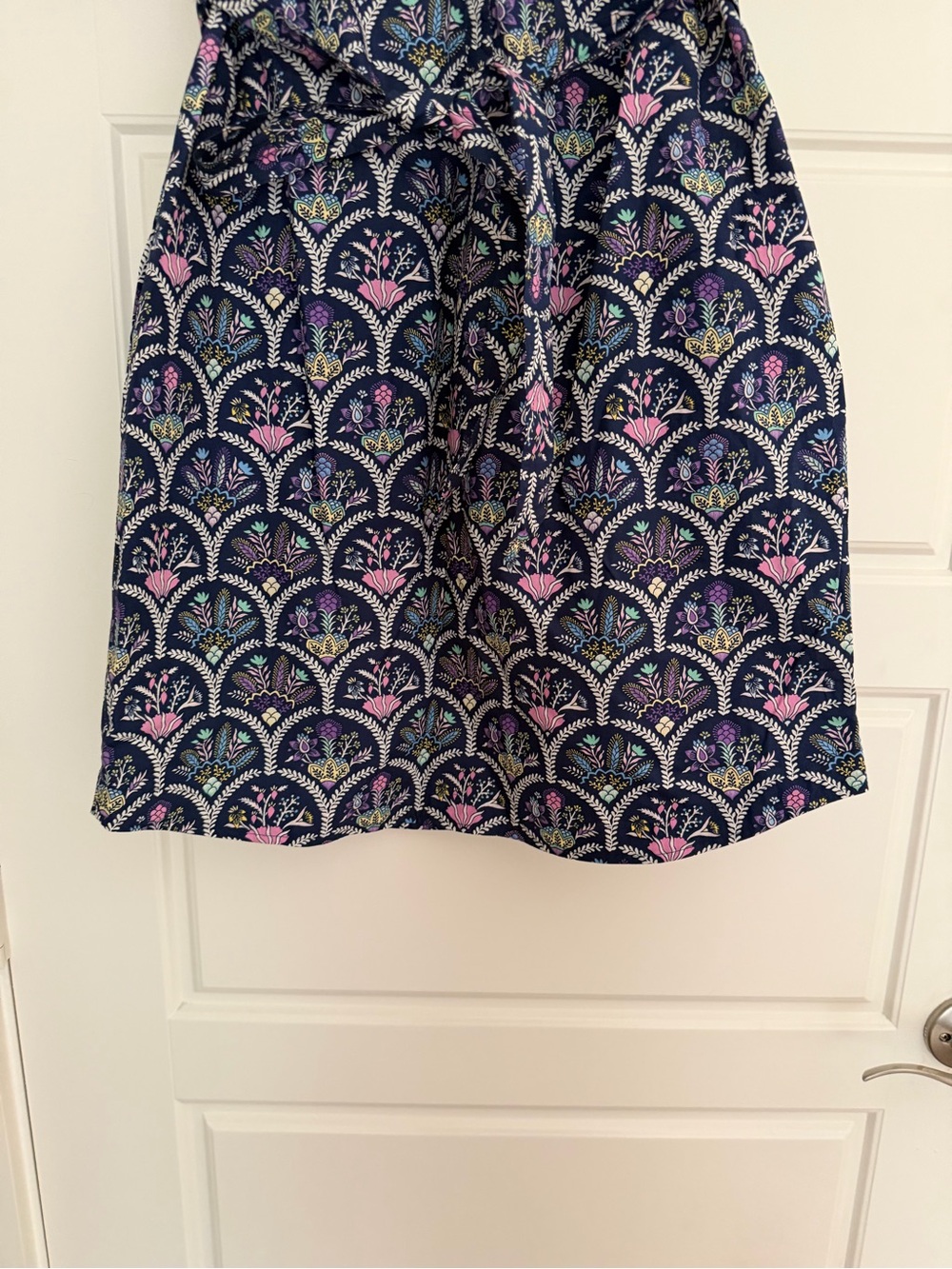 NWT Talbots floral geometric Printed navy Tie-Waist Dress - sz Petite Med - Picture 6 of 9